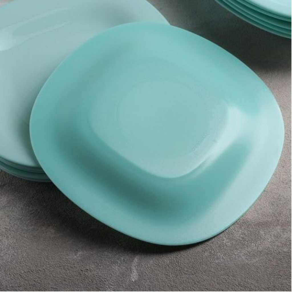 Luminarc 6 Pieces Of Luminarc Square Plain Design Dinner Plates - Green