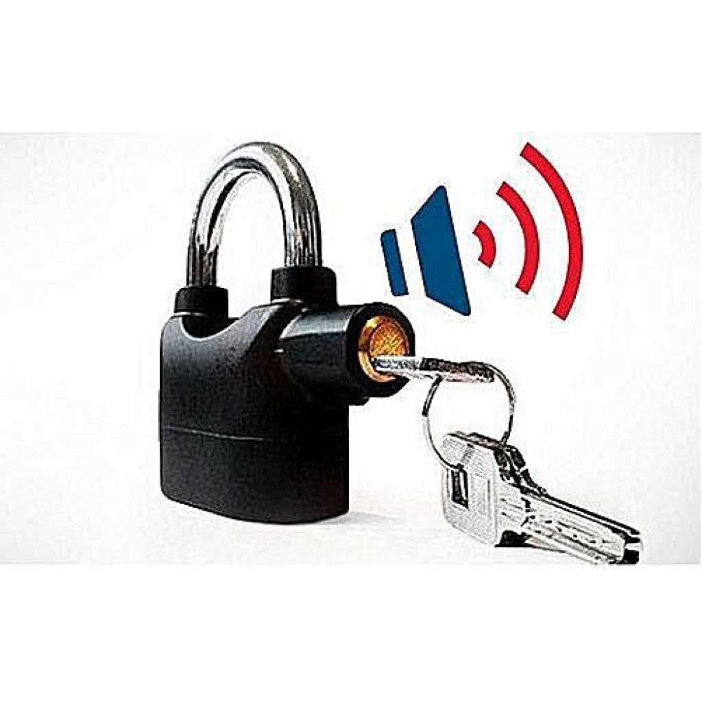 Kin Bar Alarm Padlock Lock - Black