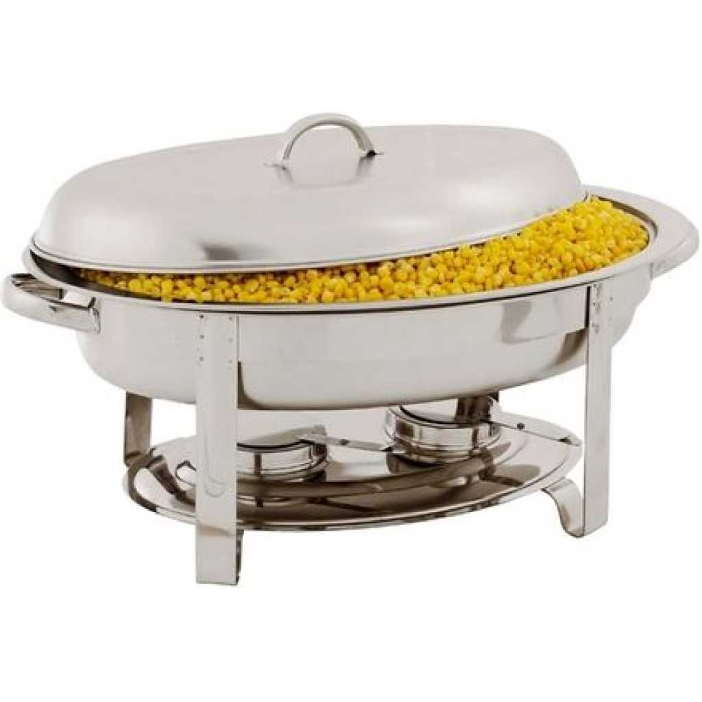 Oval Roll Top Chafing Dish Buffet Chafer Steam Food Warmer - Silver