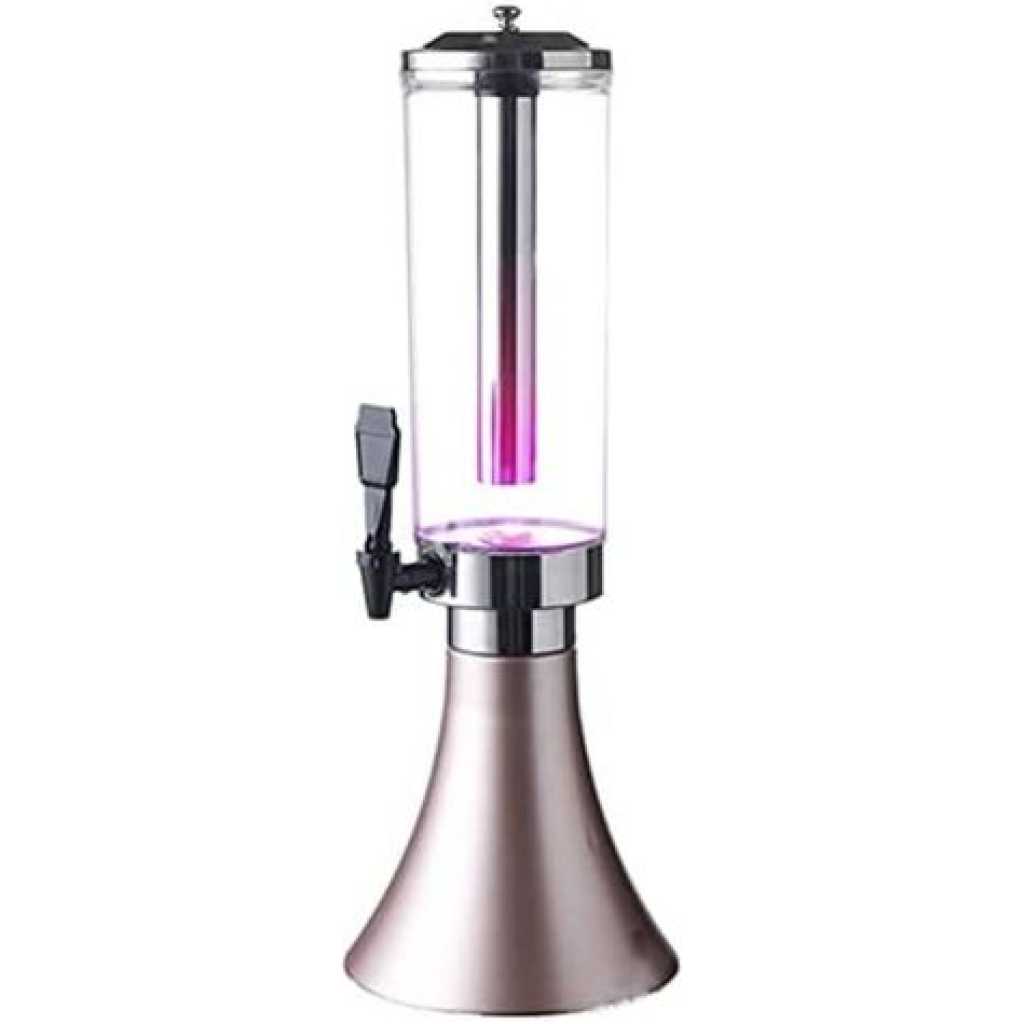 Beer Dispenser Beverage Tower 3L Drinking Water Column with Faucet Level Indicator Beverages Parties Restaurants Bars - Black