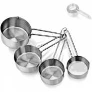 Kitchencraft Stainless Steel Measuring Cups Spoons (4-piece Set) - Silver