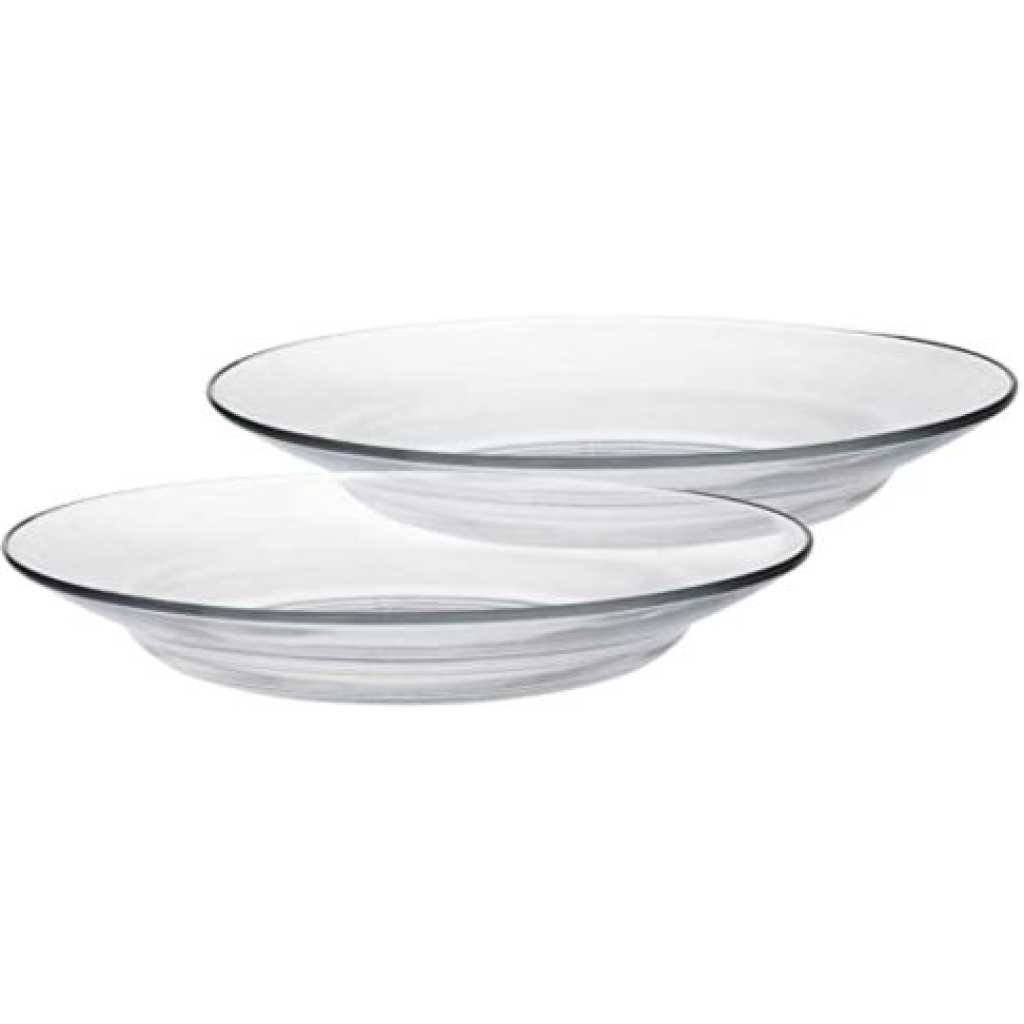 Clear Glass Round Calotte Soup Plates, 6PCS - Colorless