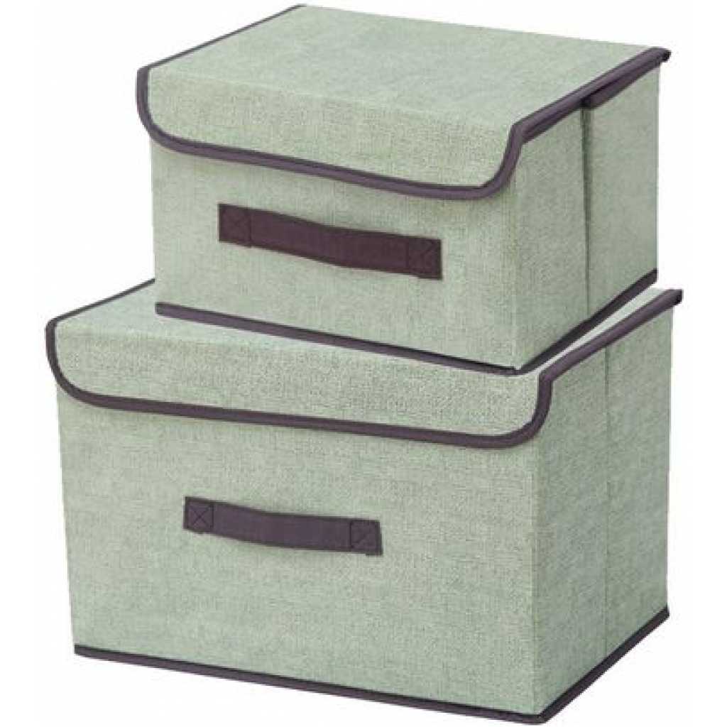 2 Size Non-Woven Fabric Foldable Storage Boxes Clothes Socks Toy Bins Organizer- Cream.