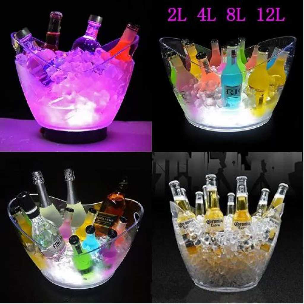 8L Led Ice Bucket Color Changing Plastic Champagne Wine Ice Bucket Multi-colours.