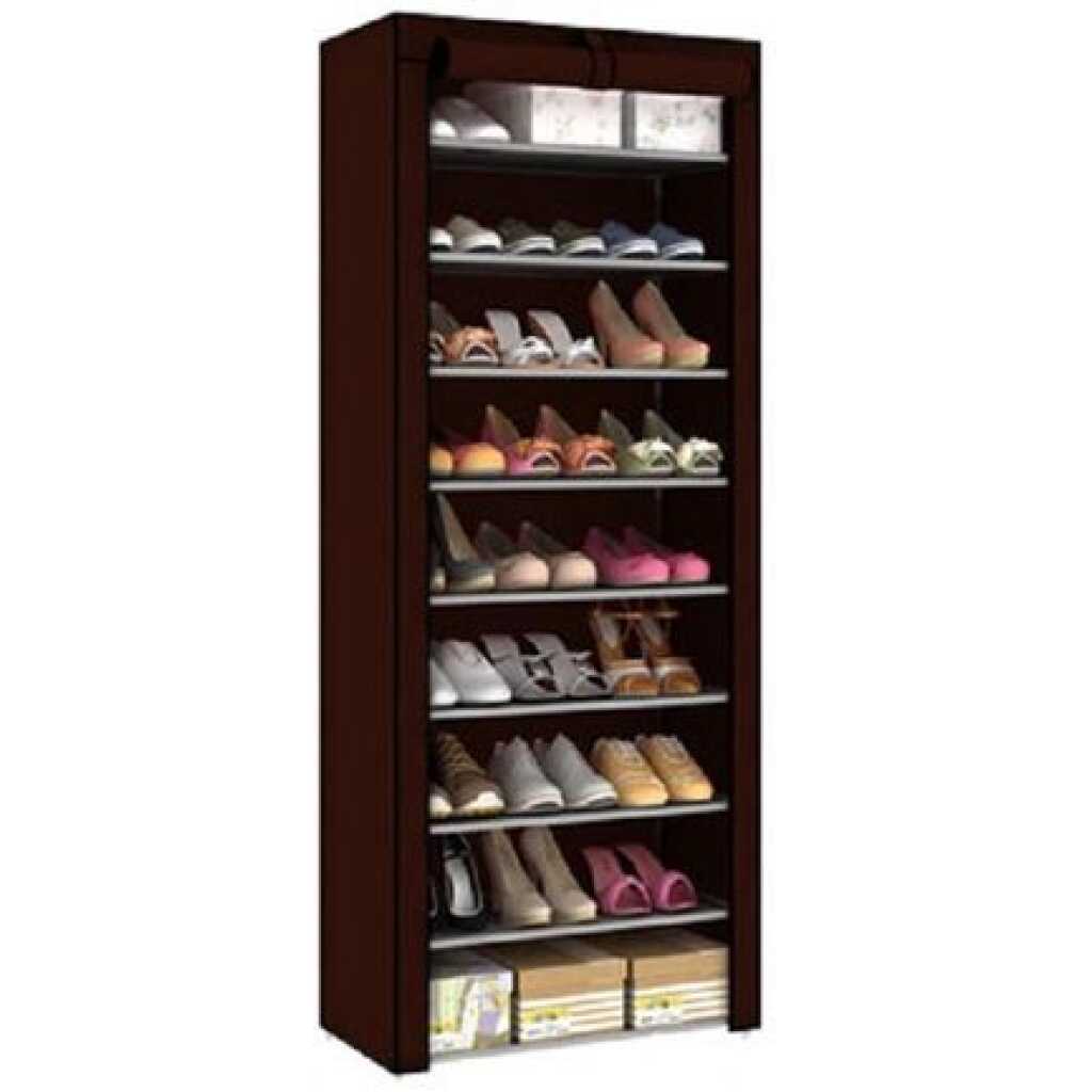 10 Tier 9 Grid Shoe Rack Detachable Dustproof Non-Woven Standing Shoes Storage Organizer