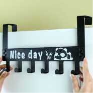 6 Hooks Nice Day Metal Hooks Over Door Bags Clothes Hanger Rack- Black.