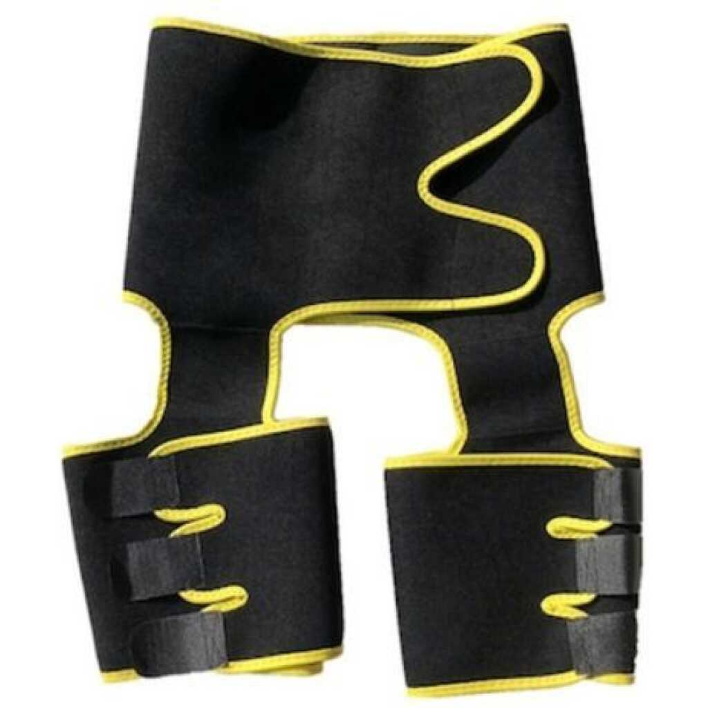 3in1 Sweat Slim Thigh Trimmer, Waist Trainer Slimming Belt-Black/Yellow