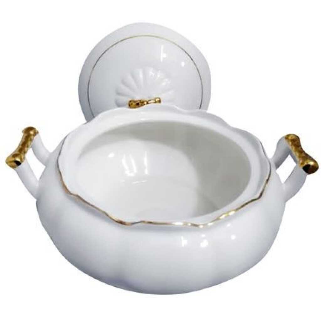 3 Piece Soup Food Serving Dishes Bowls Casserole Pots - White