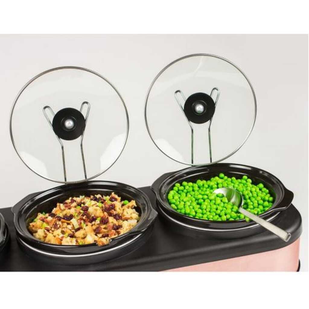 Nostalgia 3 Station Slow Cooker, Hot Plate, Buffet Pots & Food Warmers - Black