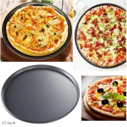 Non-Stick Pizza Steel Baking Round Oven Tray Pan, 30cm – Black Bakers & Casseroles TilyExpress