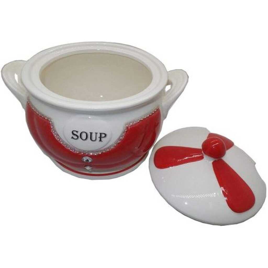 15-Piece Ceramic soup Bowls ,Cups, Spoon Set On Stand- Multi-color.