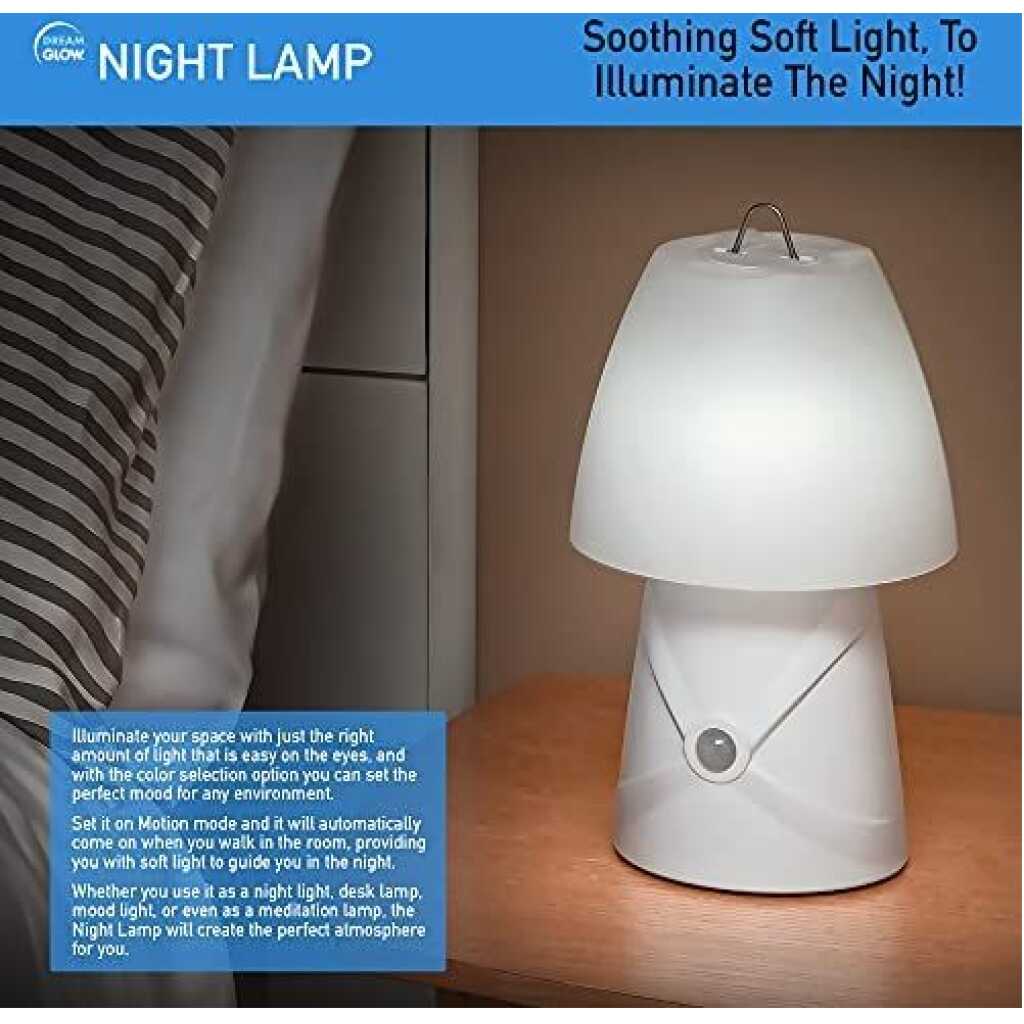 Sensor Brite Dream Glow Night Lamp, Motion Sensing LED Table Lamp, Color Changing RGB LED Lamp, Dimmable LED Desk Lamp - White