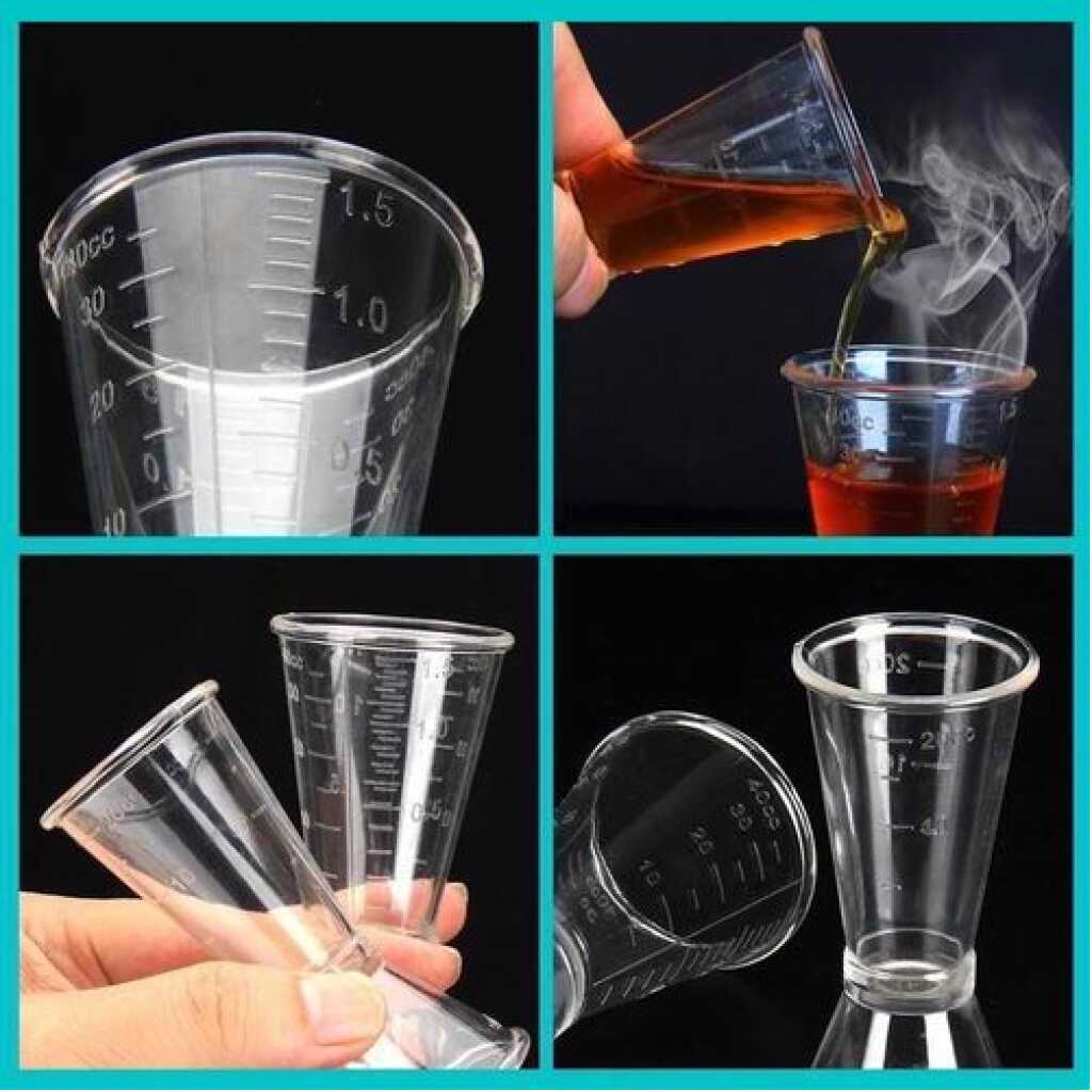 2 Pc 40cc Double Acrylic Jigger Cocktail Shot Glasses Spirit Measuring Cup - Clear