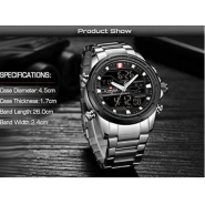 Naviforce NF9138S Men’s Stainless Steel Quartz Digital Designer Watch – Silver Men's Watches TilyExpress