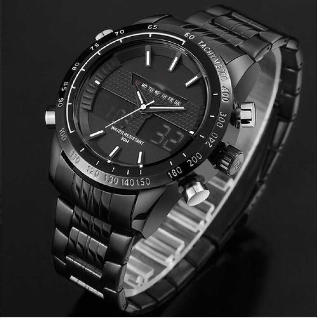 Naviforce Men's Stainless Steel Dual Wrist Designer Watch - Charcoal Grey