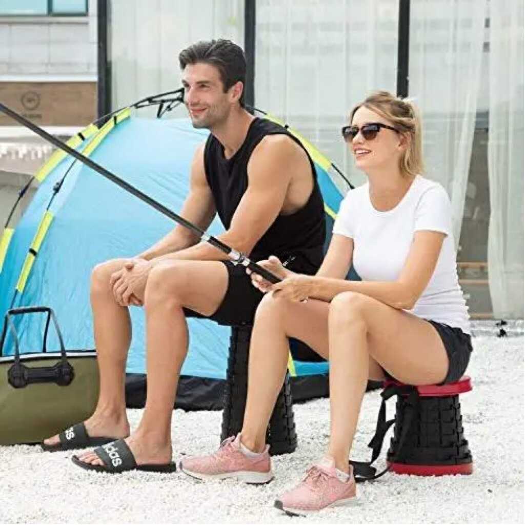 Retractable Folding Extension Stool Portable Lightweight Chair For Indoor and Outdoor Travel, Fishing, Camping, Garden- Multi-colour.