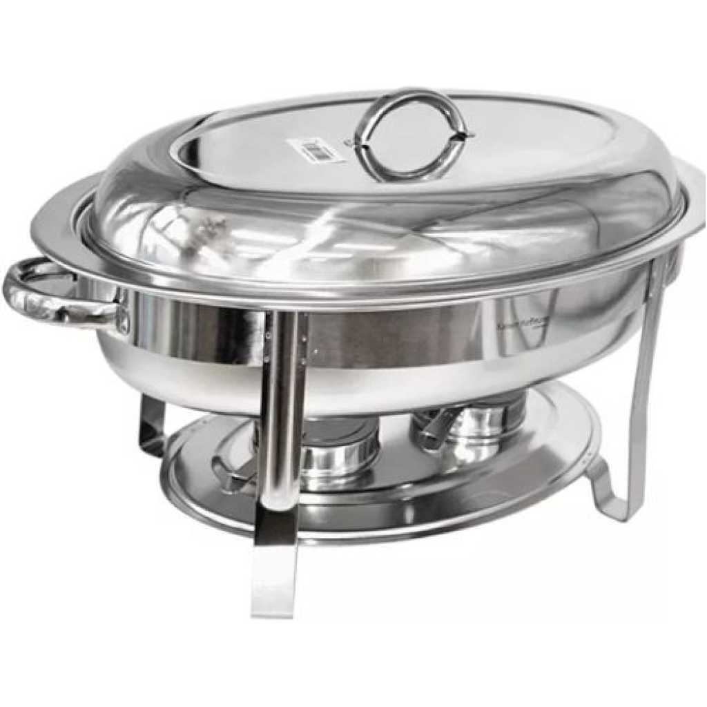 Oval Roll Top Chafing Dish Buffet Chafer Steam Food Warmer - Silver