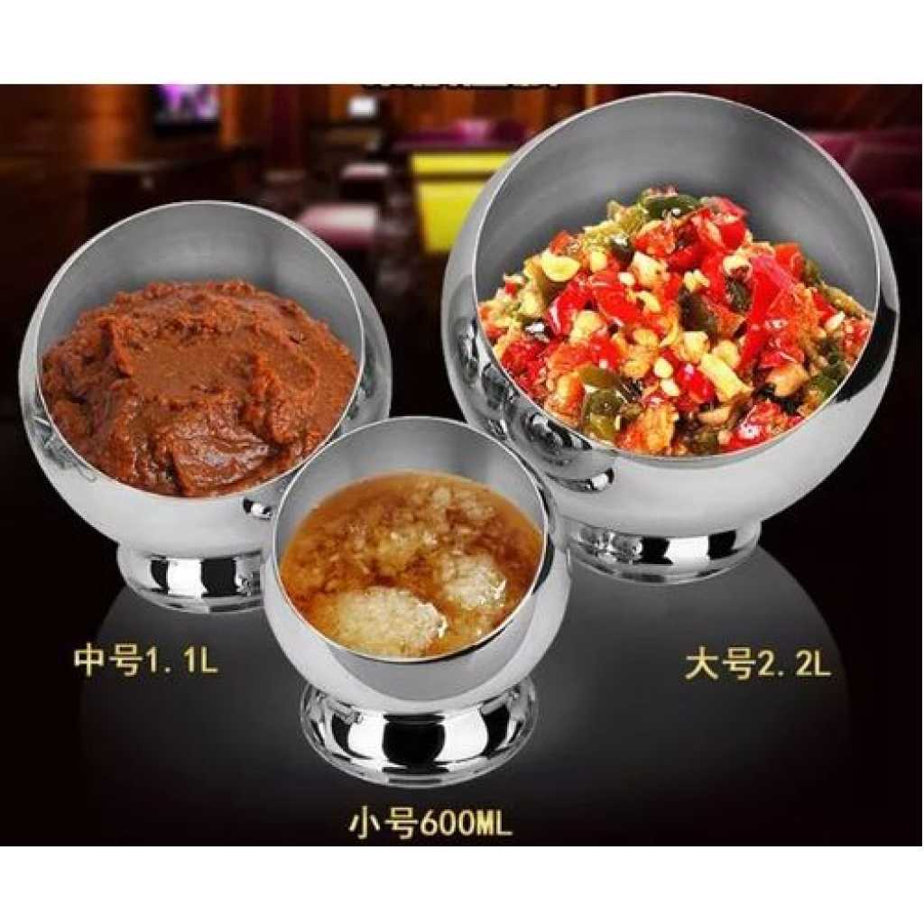 3 Pc Seasoning Serving Bowl With Lids Sugar Salt Storage Container - Silver