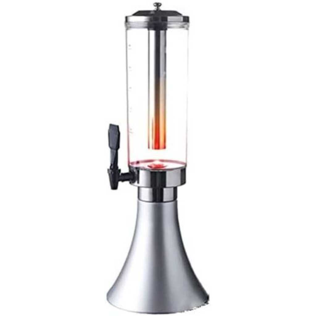 Beer Dispenser Beverage Tower 3L Drinking Water Column with Faucet Level Indicator Beverages Parties Restaurants Bars - Black