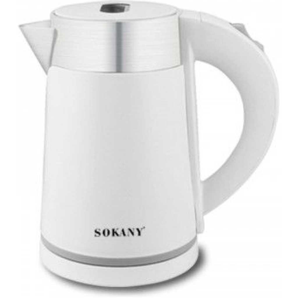 Sokany Electric Water Kettle 1L Fast Heating Stainless Steel Water Boiler - White