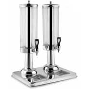 3L Twin Jar Juice Beverage Dispenser With Tap And Ice Tube - Silver