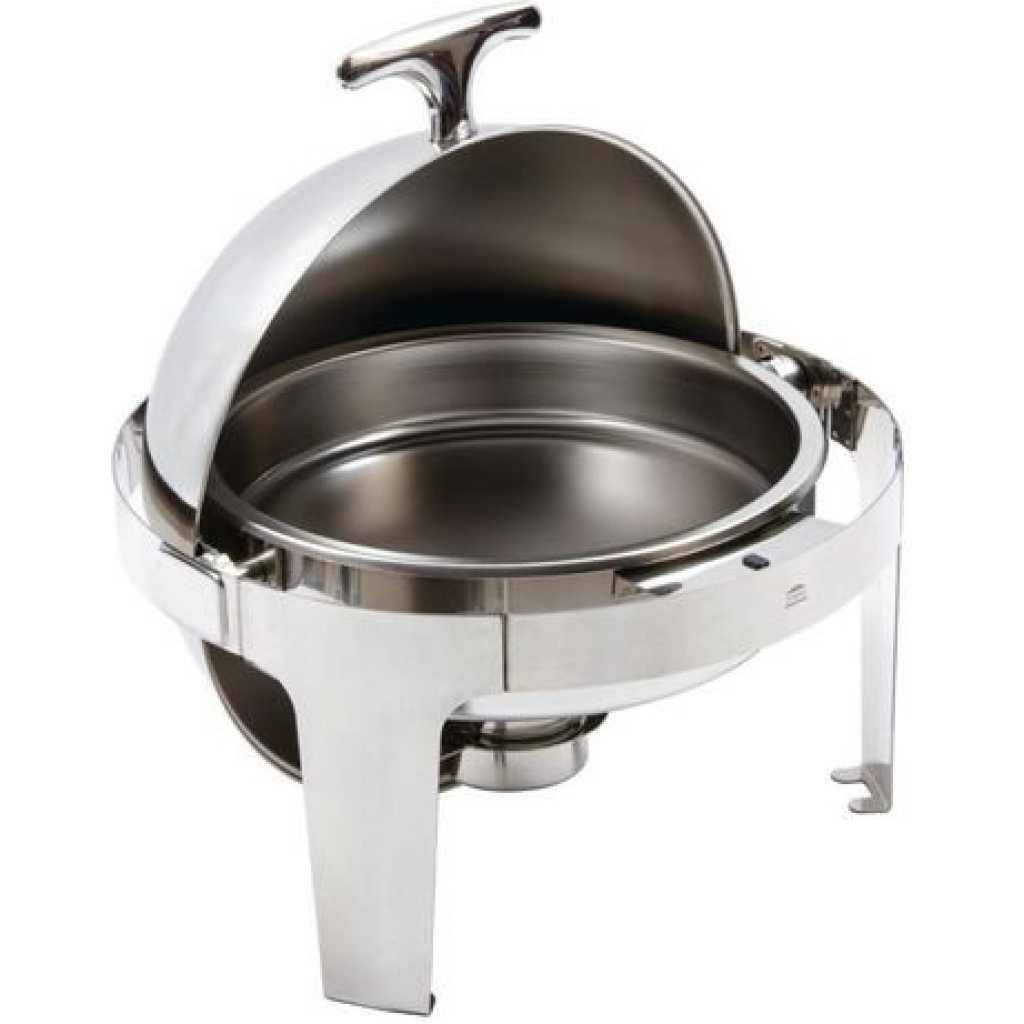 6.5L Stainless Steel Round Chafing Dish Roll Top Food Buffet Warmer - Silver