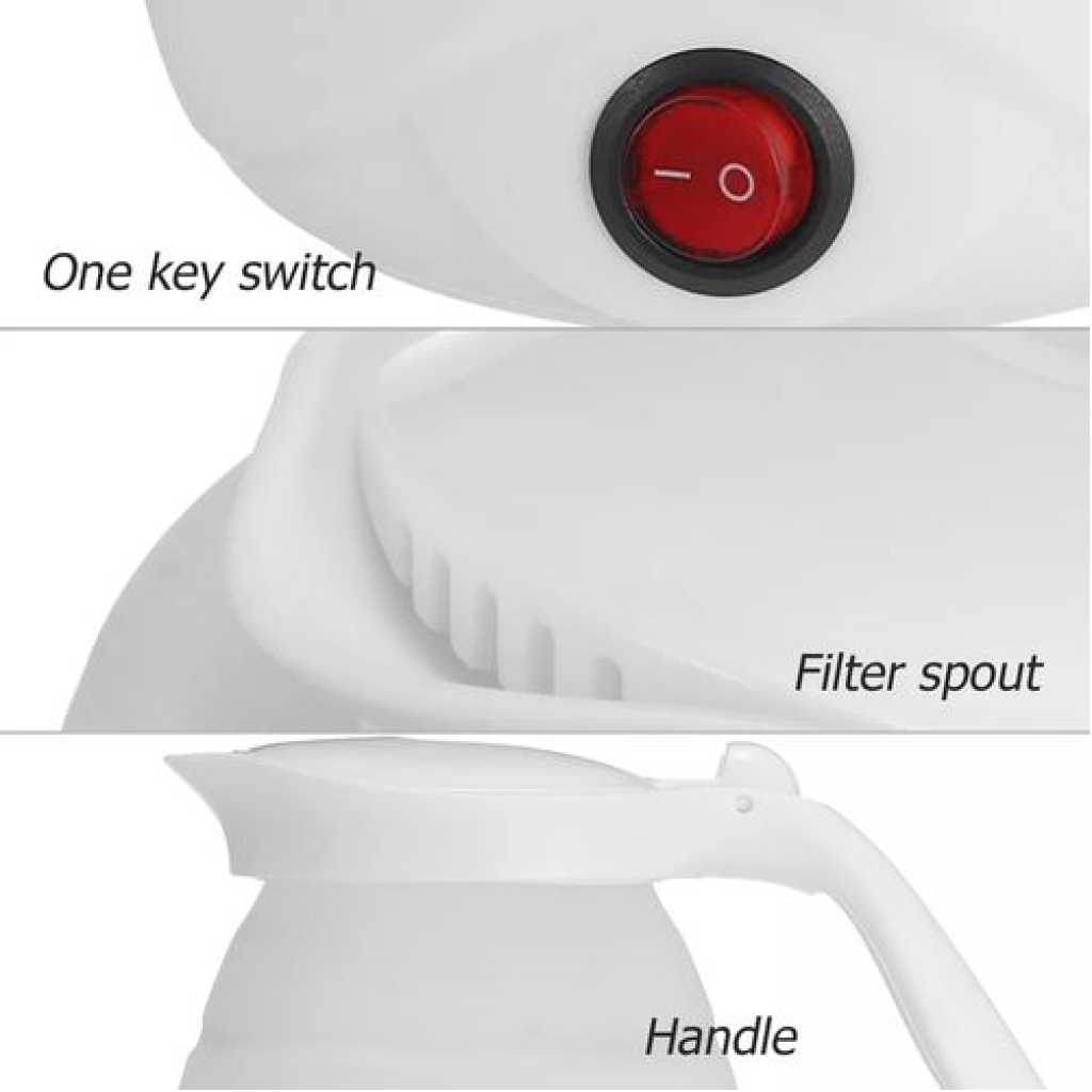 Sokany 0.7L Portable Expandable & Collapsible Travel Silicone Portable Electric Kettle (White)