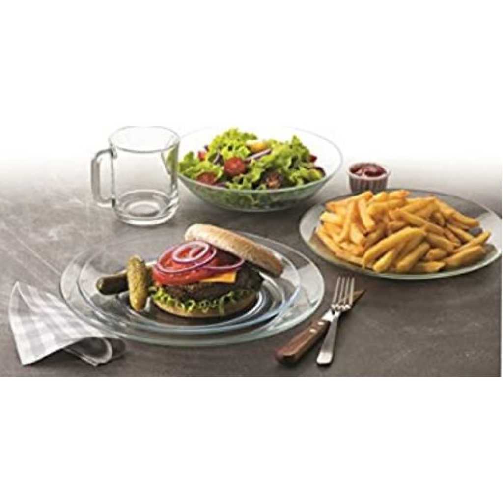 Clear Glass Round Dinner Plates, 6PCS - Colorless
