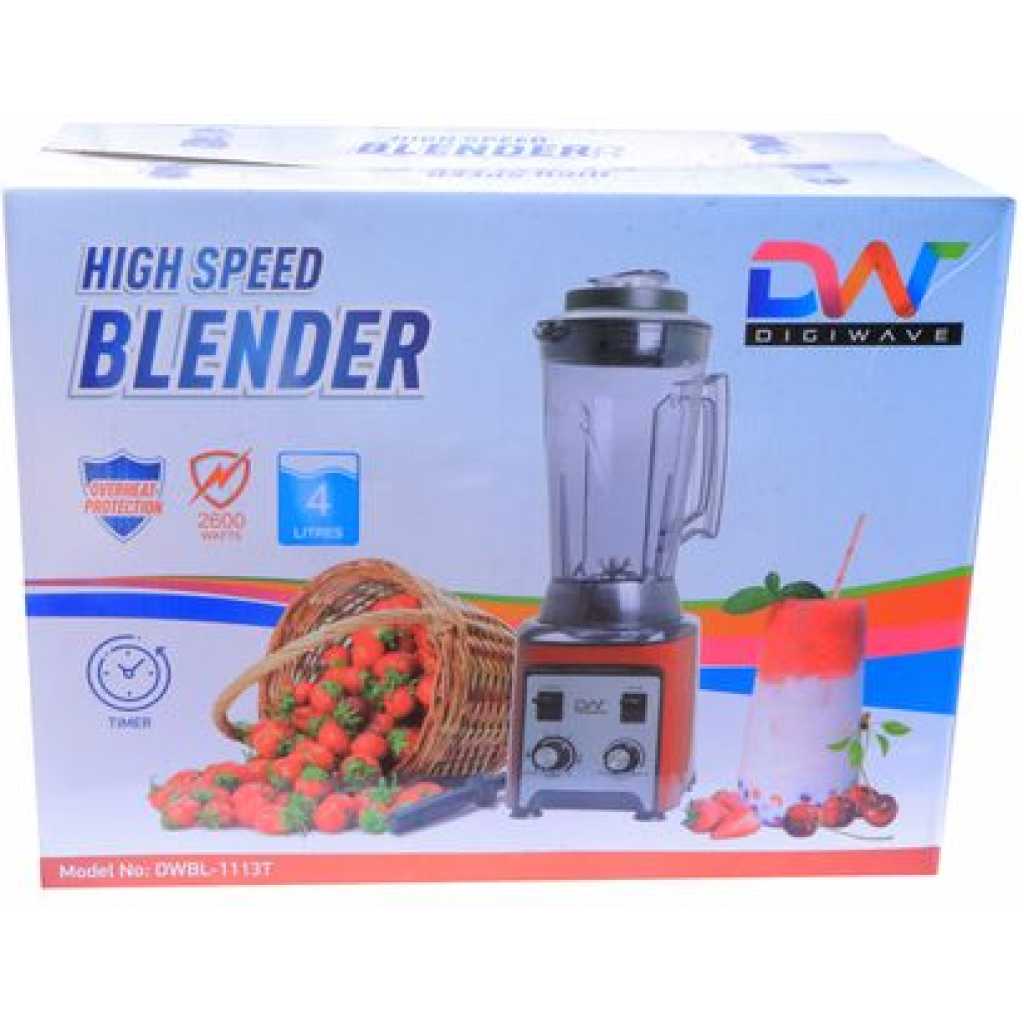 Digiwave DWBL - 1113T 4.0L, 2600W High-Speed Commercial Blender With Timer function - Silver
