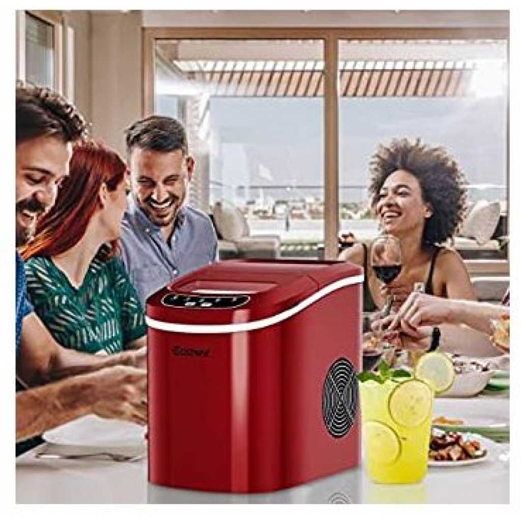 Portable Countertop Electric Ice Maker High Capacity Up To 26 Lbs Per Day- Red.