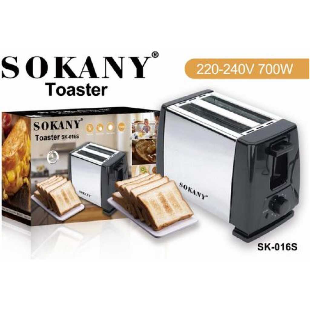 Sokany Automatic Fast Heating 2 Slice Electric Bread Toaster Oven - Silver