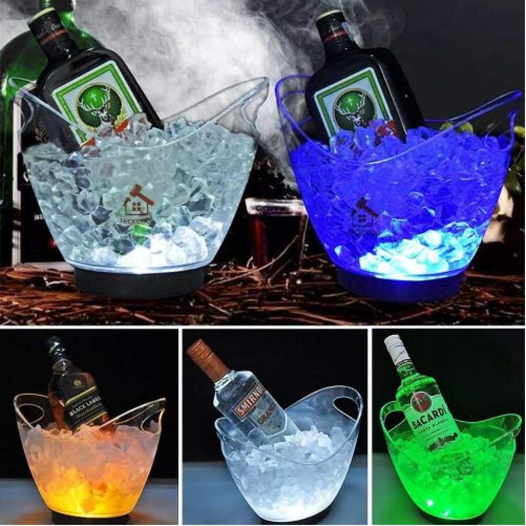 8L Led Ice Bucket Color Changing Plastic Champagne Wine Ice Bucket Multi-colours.