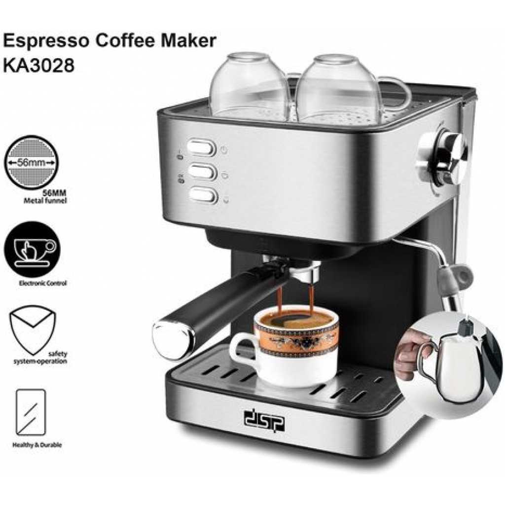 Dsp 1.6 Litre Electric Espresso Coffee Maker Machine- Silver
