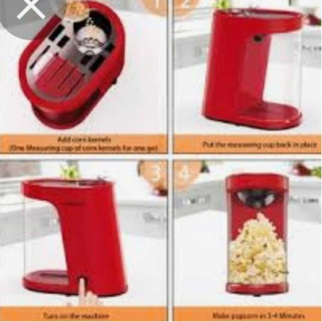Hot Air Electric Popcorn Maker Machine - Red