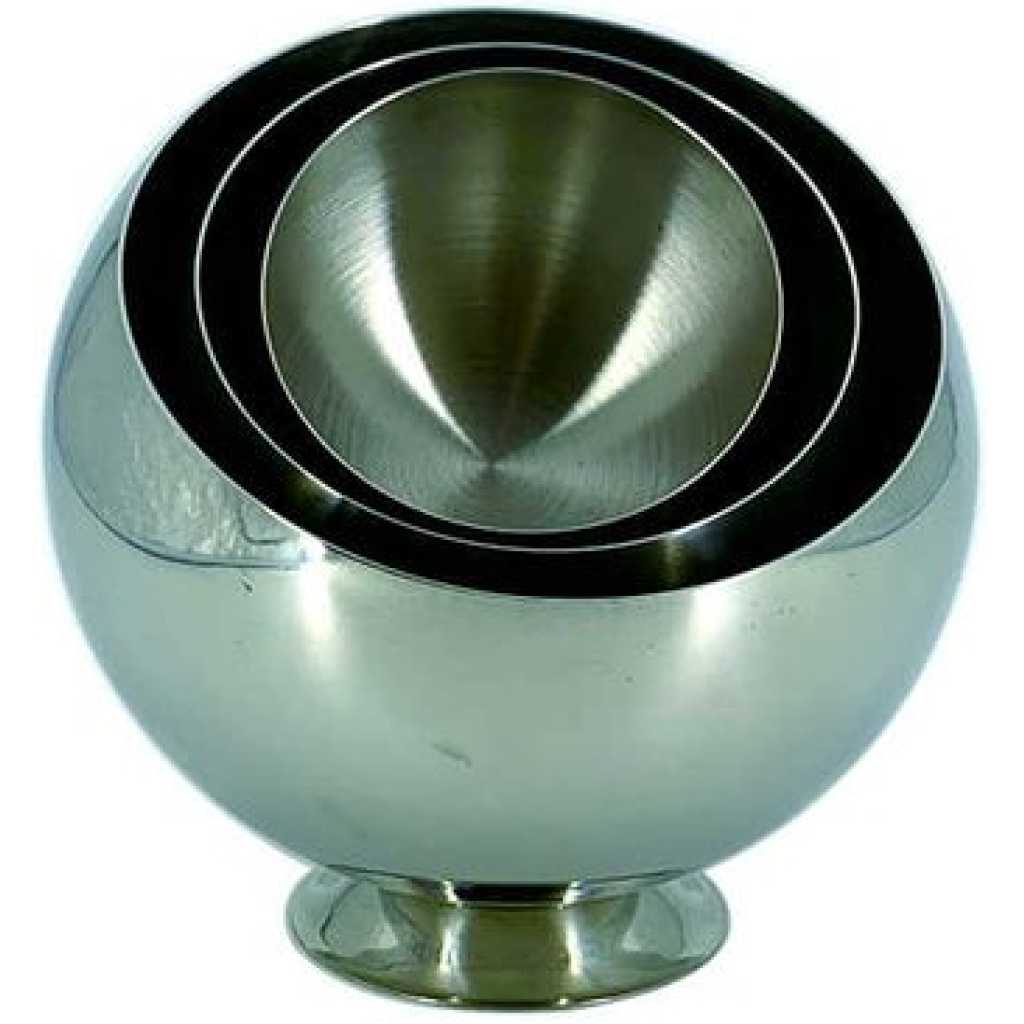 Stainless Steel Sloping Bowl With Base Bar Wine And Beer Ice Bucket- Silver.