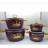 4 Pieces Crown Insulated Hot Pot Dishes- Multicolors