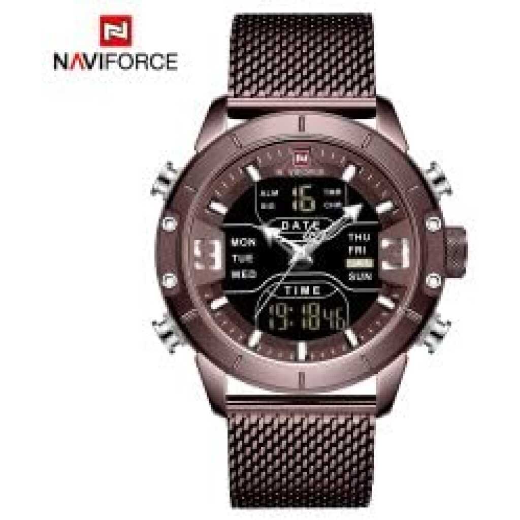 Naviforce Creative Analog-Digital Dual Quartz Sports Multi-Function Military Style Men's Wrist Watch - NF9153
