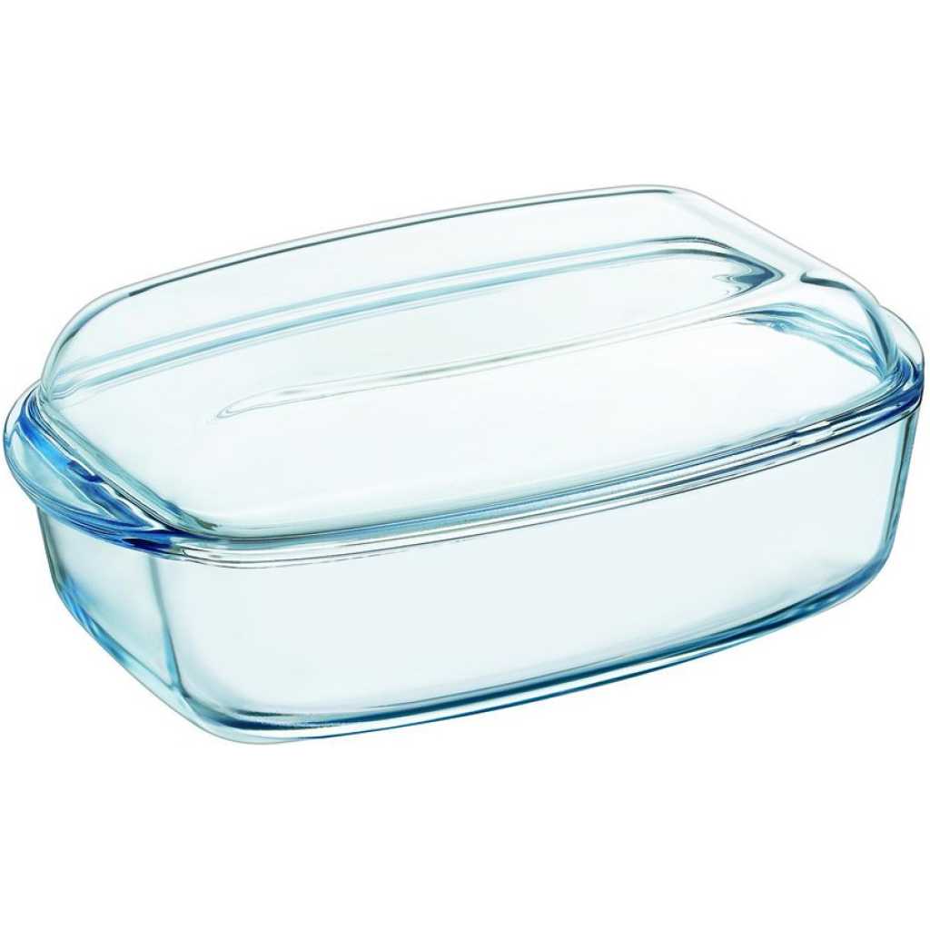 Pyrex Essentials Glass Rectangular Casserole Oven Baking Dish With Lid 6.5L