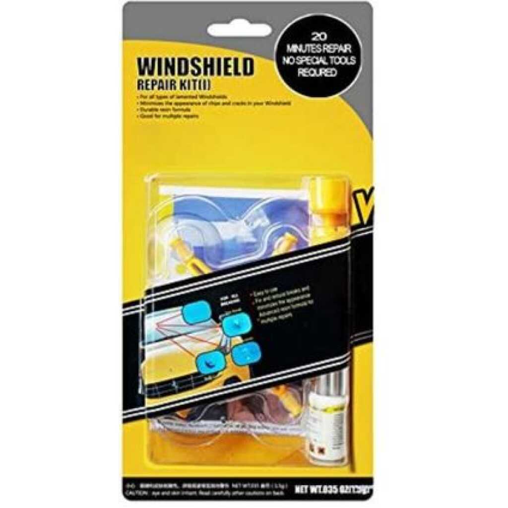 Car Glass Windshield Repair Kit, Tools Kit for Fixing Cracks, Chips, Scratches, Yellow