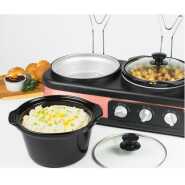 Nostalgia 3 Station Slow Cooker, Hot Plate, Buffet Pots & Food Warmers - Black