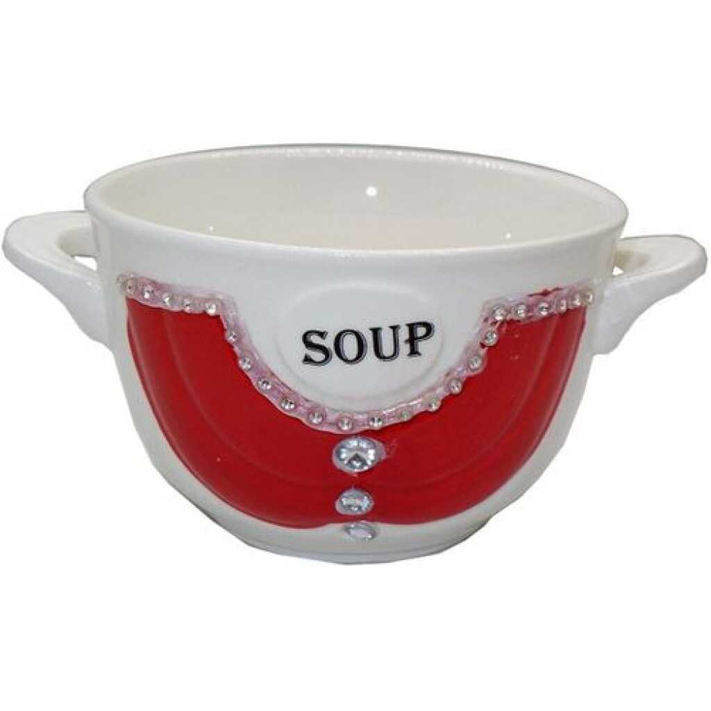 15-Piece Ceramic soup Bowls ,Cups, Spoon Set On Stand- Multi-color.