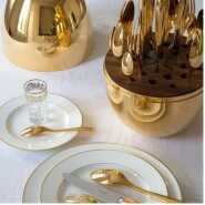 24 Pcs Mood Cutlery (Forks, Spoons & Knives) With Egg Stand – Gold Cutlery & Knife Accessories TilyExpress