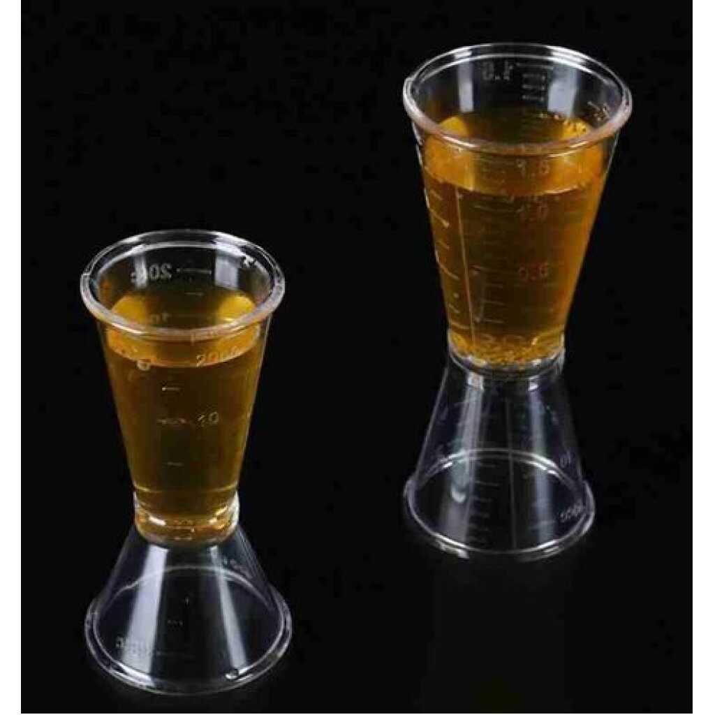 2 Pc 20cc Double Acrylic Jigger Cocktail Shot Glasses Spirit Measuring Cup - Clear