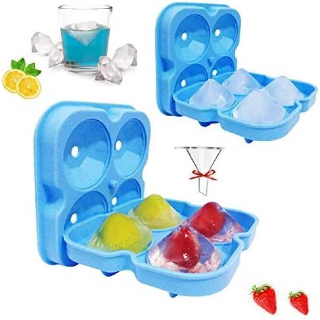 Silicone 4 PC Diamond Ice Cube Mould Tray For Whisky Cocktail Water Juice - Black