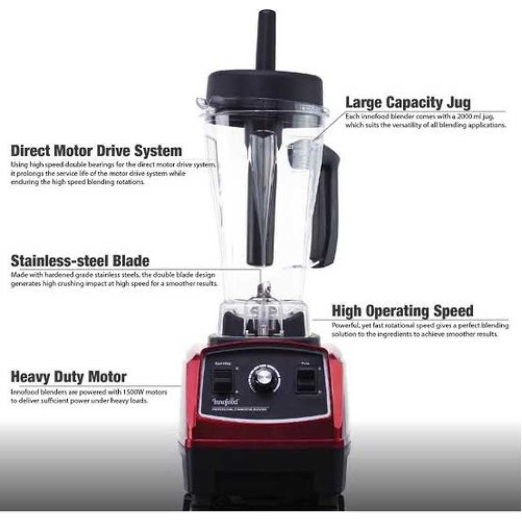 Commercial Blender Powerful for Heavy Duty 2L - Red,Black