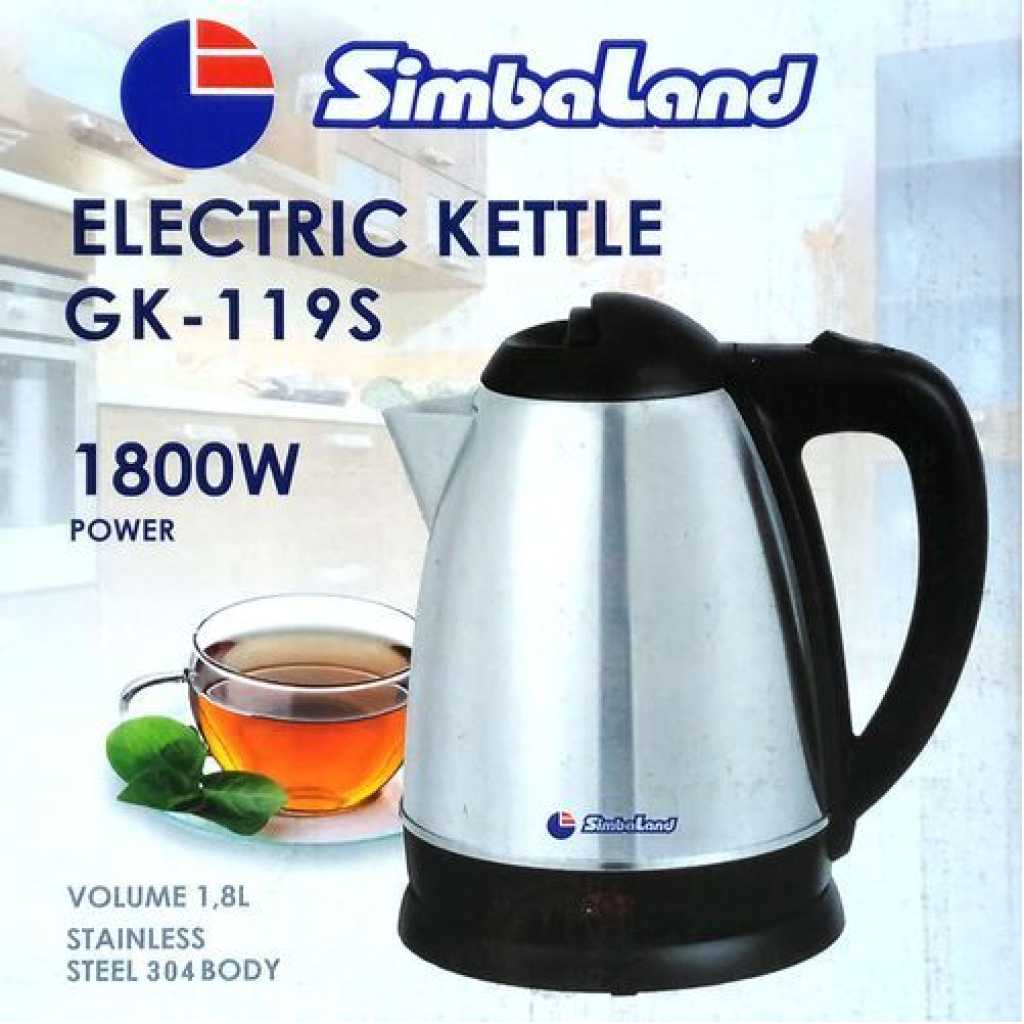 Simbaland Electric Kettle GK-119S, 1800W, 1.8L, Stainless Steel 304 Body