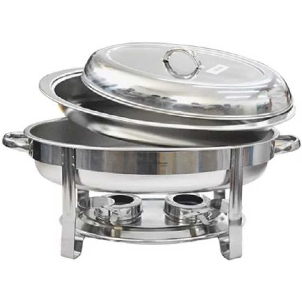 Oval Roll Top Chafing Dish Buffet Chafer Steam Food Warmer - Silver