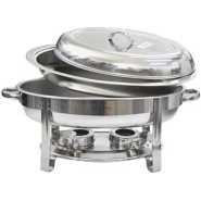 Oval Roll Top Chafing Dish Buffet Chafer Steam Food Warmer - Silver