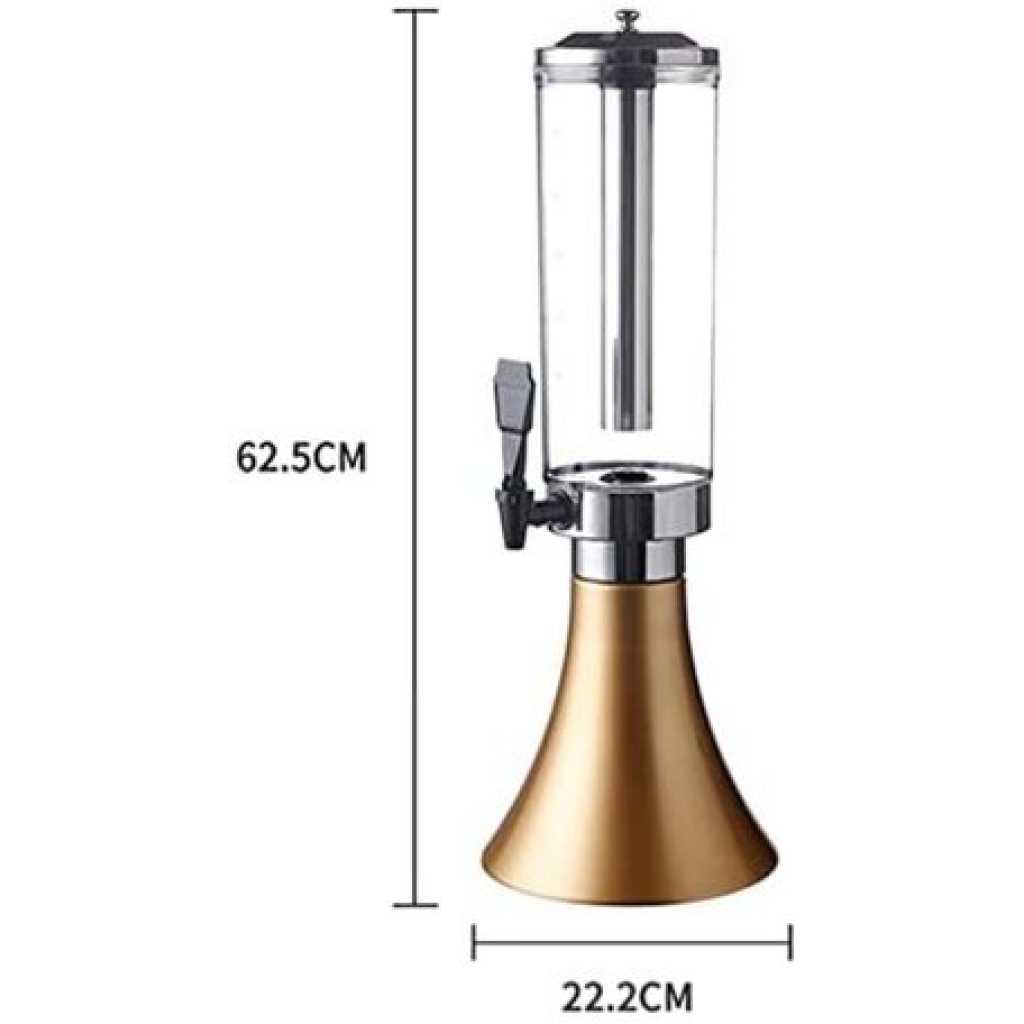 Beer Dispenser Beverage Tower 3L Drinking Water Column with Faucet Level Indicator Beverages Parties Restaurants Bars - Black