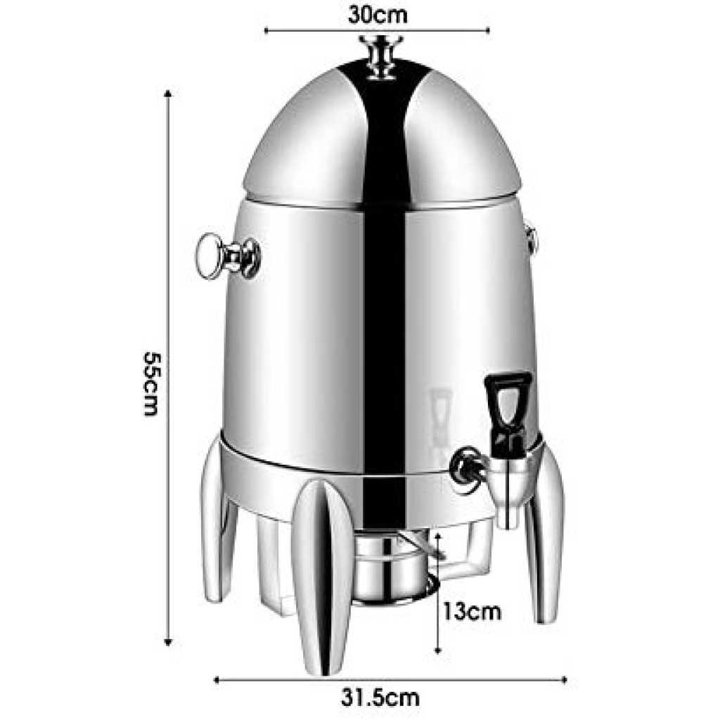 Stainless Steel Electric Coffee Tea Urn Hot Water Boiler, Beverage Dispenser For Hot & Cold Drinks - Silver